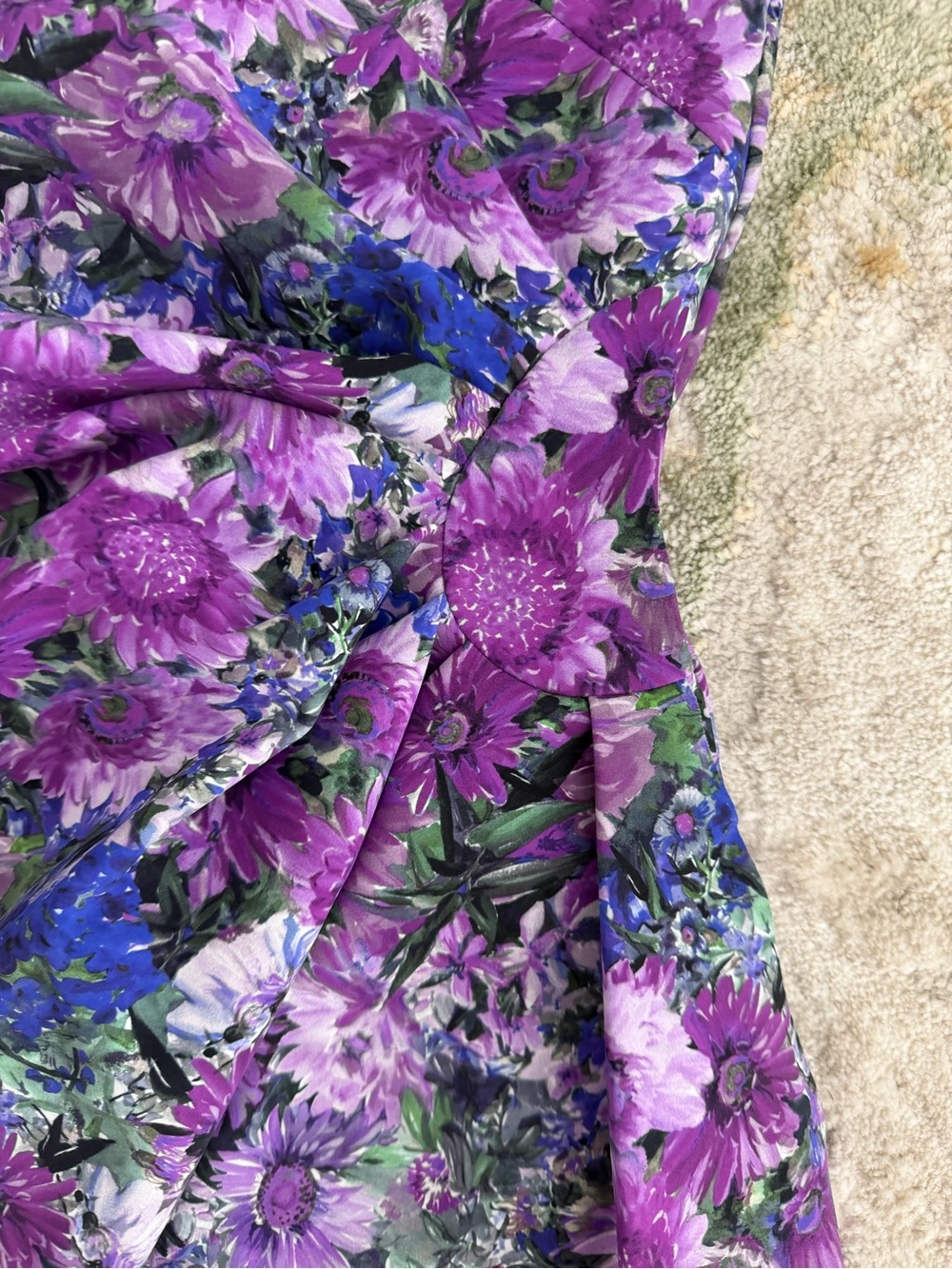 Chiara Boni Purple Floral One Shoulder Dress - Picture 4 of 7